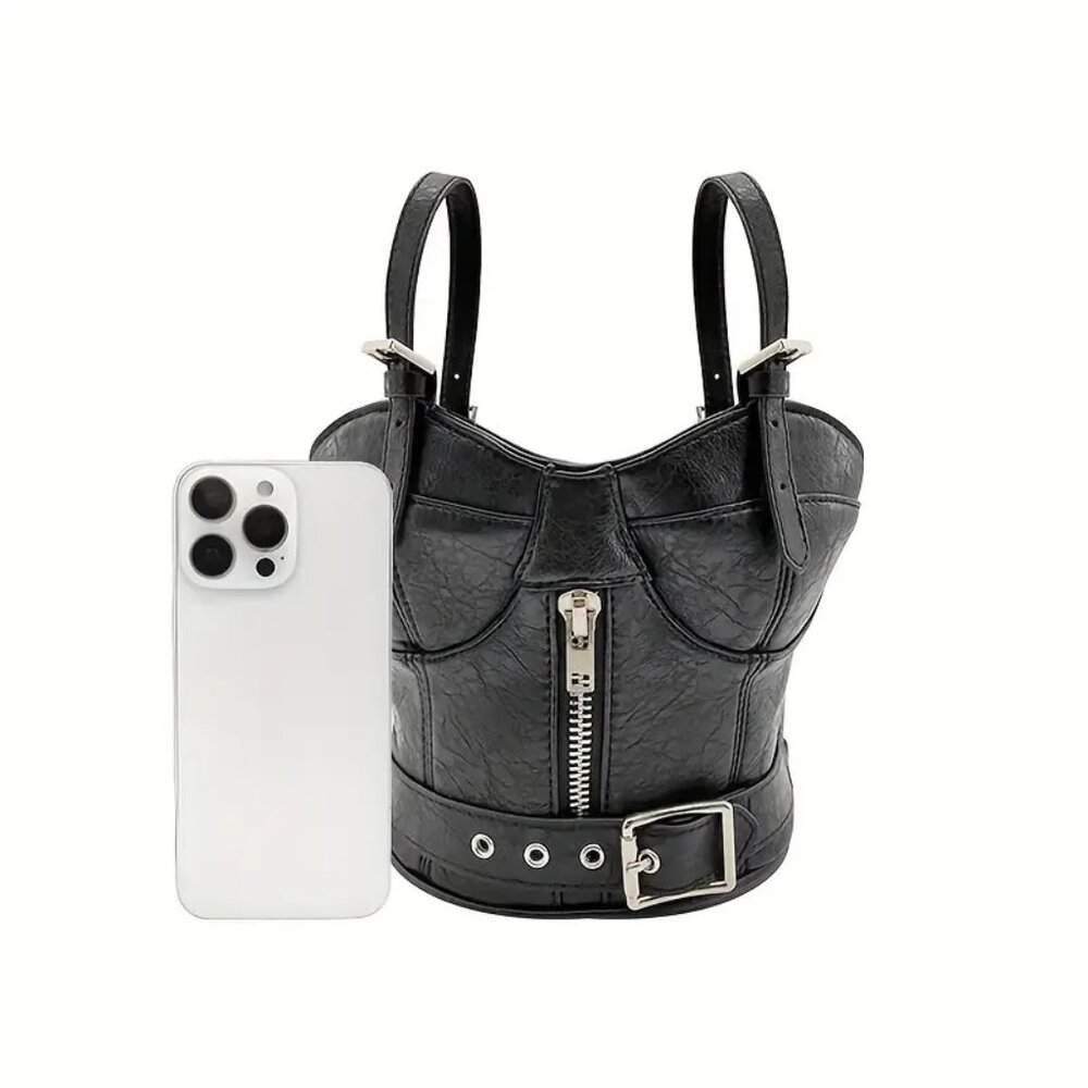 💋Chic Sexy Corset-Style Small Bucket Handbag Punk Purse with Bold Personality❤️ - Picture 10 of 11